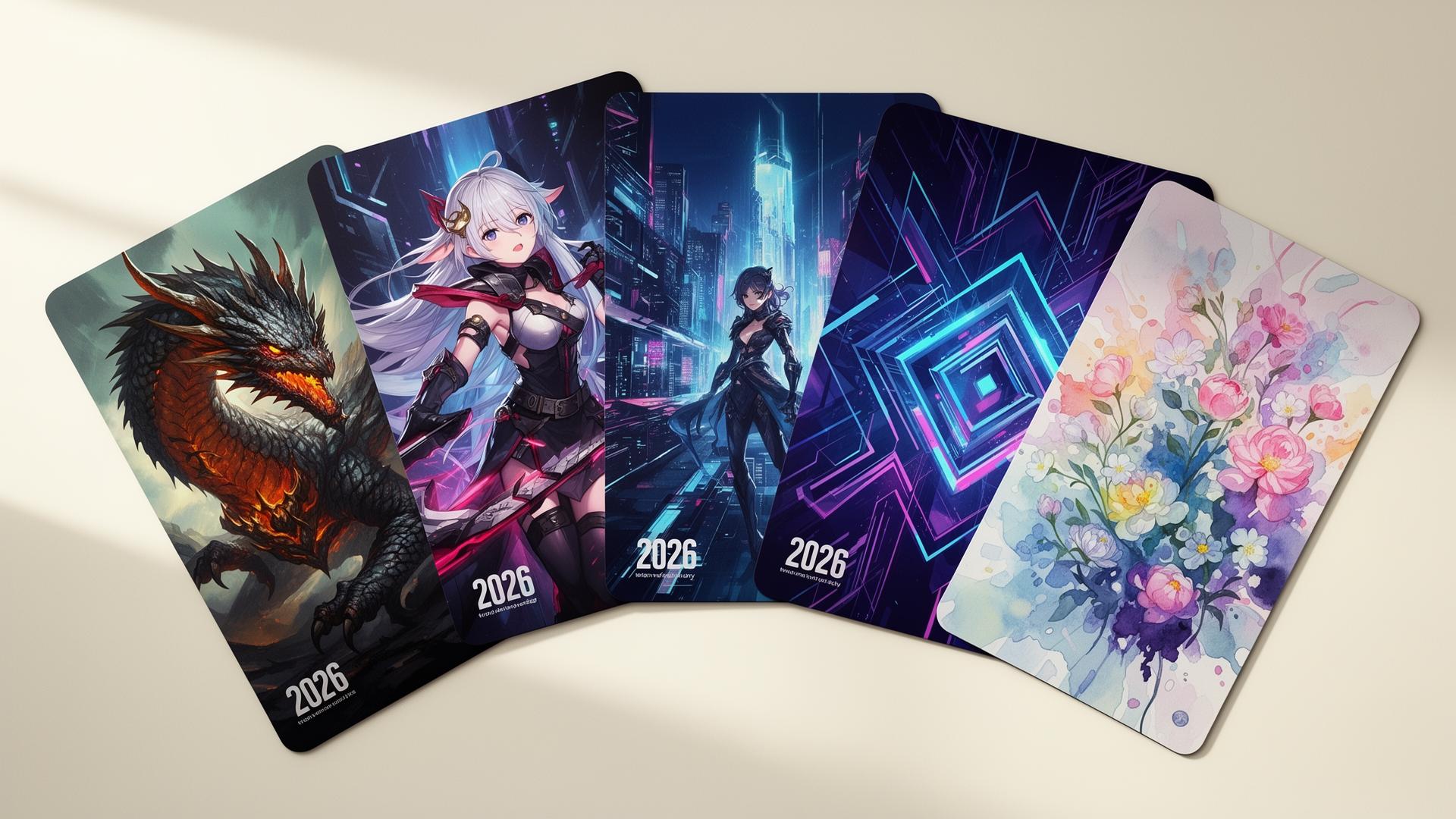 Custom printed card slabs on display